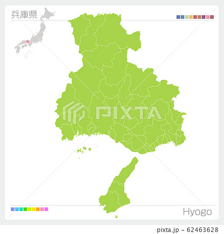 兵庫県の地図・Hyogo（市町村・区分け）