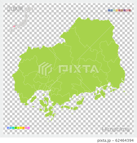 広島県の地図・Hiroshima（市町村・区分け） 62464394