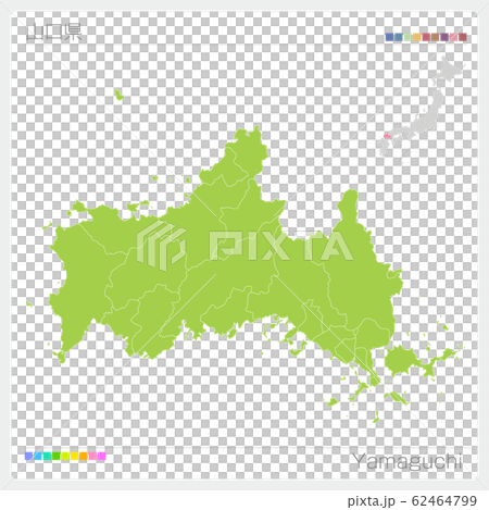 山口県の地図・Yamaguchi（市町村・区分け） 62464799