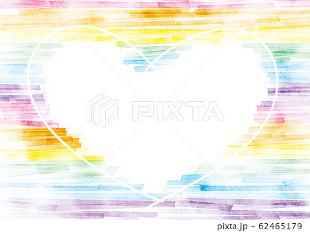 虹色のハート枠 水彩 虹色のハート枠 水彩 62465179