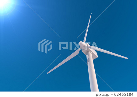 巨大な風力タービン。自然エネルギーで発電する。3Dイラスト 62465184