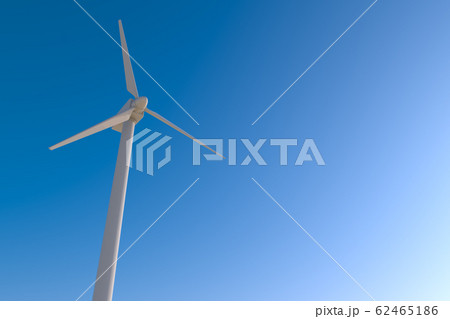 風力タービンで電力を蓄える。自然のエネルギー。3Dイラスト 62465186