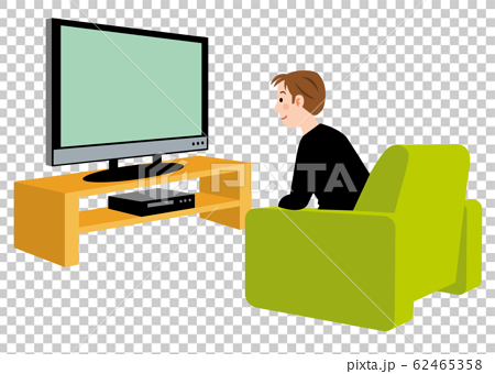 テレビを見る男性のイラスト素材