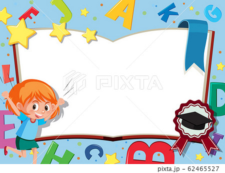 Banner template with happy girl and english 62465527