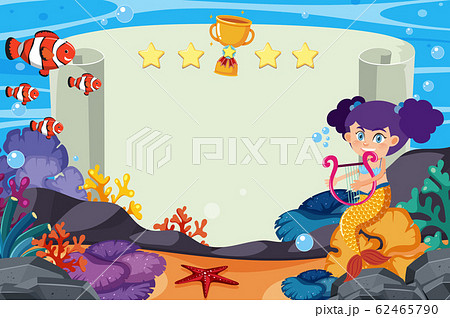 Frame template design with mermaid under the sea 62465790