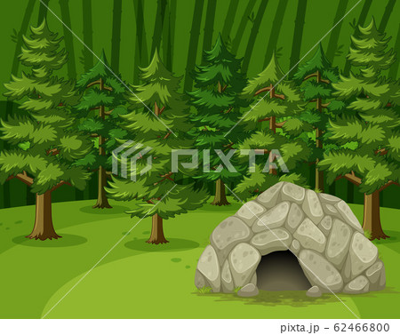 Scene with little cave in the big forest Scene with little cave in the big forest 62466800