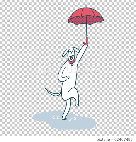 傘を持つ犬 雨の日のイラスト素材