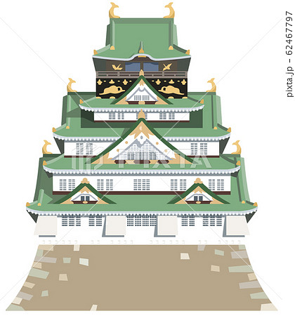 大阪城イメージ 観光地イラストアイコンのイラスト素材