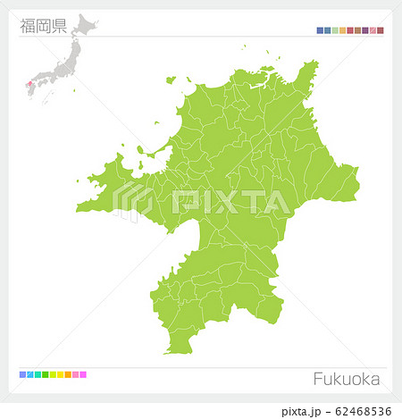 福岡県の地図・Fukuoka（市町村・区分け）