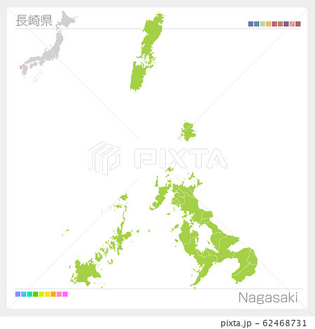 長崎県の地図・Nagasaki（市町村・区分け）
