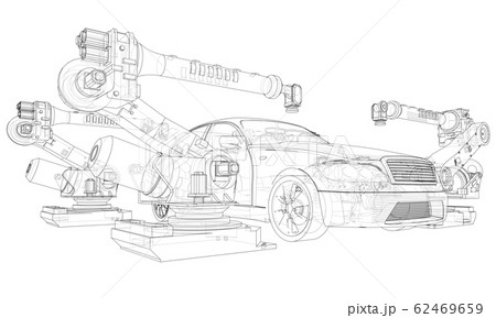 Assembly of motor vehicle. Vector Assembly of motor vehicle. Vector 62469659