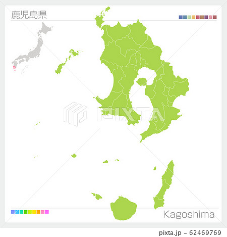 鹿児島県の地図・Kagoshima（市町村・区分け） 62469769