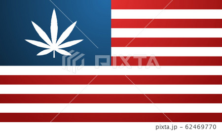 USA flag with marijuana leaf cannabis legalization concept horizontal 62469770