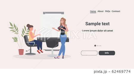 makeup artist holding eye shadow palette modern beauty salon with chair mirror and furniture horizontal copy space 62469774