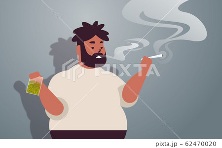 African American Guy Smoking Cannabis Joint Fat のイラスト素材