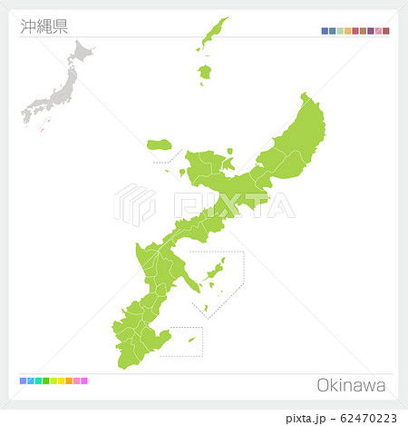 沖縄県の地図・Okinawa（市町村・区分け）のイラスト素材 [62470223