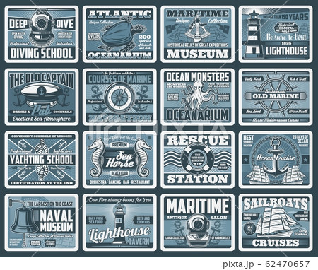 Nautical anchors, sea ship helm, rope and compass 62470657