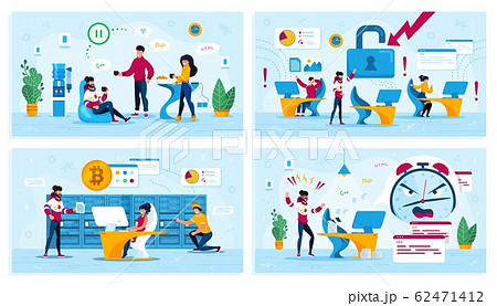 Digital Startup Office Life Vector Concepts Set Digital Startup Office Life Vector Concepts Set 62471412
