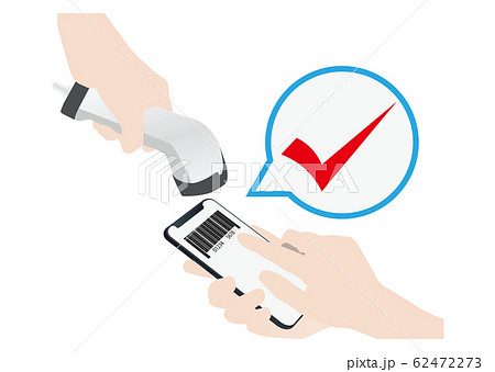 バーコードリーダーにスマホをかざす手 バーコードリーダーにスマホをかざす手 62472273