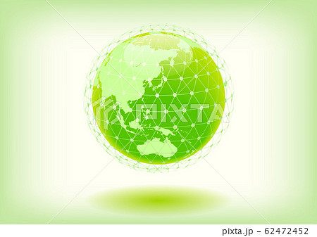 緑色のデジタルネットワーク地球イメージのイラスト素材