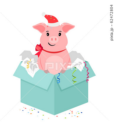 Cartoon pig in gift box 62472804