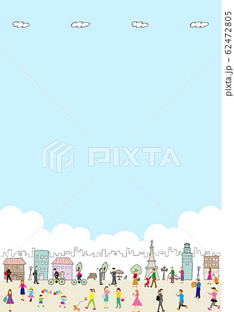 手描き 街並み 人々 手描き 街並み 人々 62472805