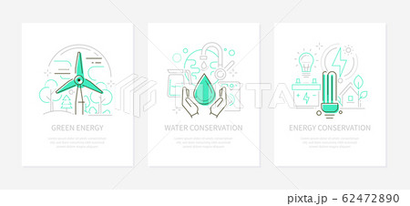 Eco lifestyle - vector line design style banners set 62472890