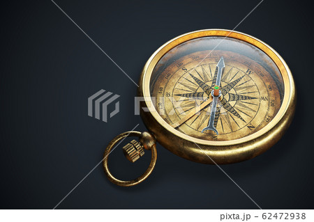 Vintage compass isolated on black background 3d Vintage compass isolated on black background 3d 62472938
