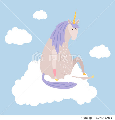 Cartoon dreaming unicorn flies on cloud vector illustration Cartoon dreaming unicorn flies on cloud vector illustration 62473263