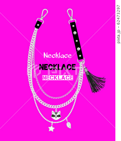 Chains necklace with raccoon pendant Chains necklace with raccoon pendant 62473297