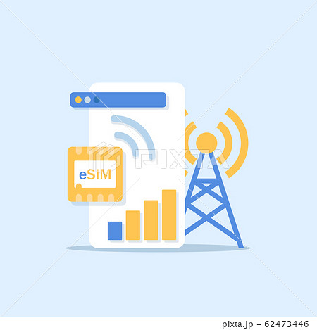 eSIM card chip sign. smartphone Embedded SIM concept eSIM card chip sign. smartphone Embedded SIM concept 62473446