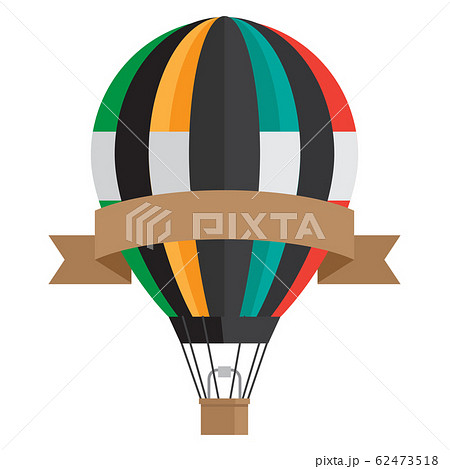 Vintage style aerostat with ribbon banner - vector hot air balloon isolated on white background 62473518