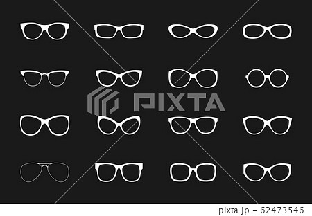 White glasses rims vector collection on black backdrop 62473546