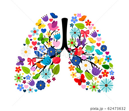 Butterflies and spring flowers in shape of human lungs Butterflies and spring flowers in shape of human lungs 62473632