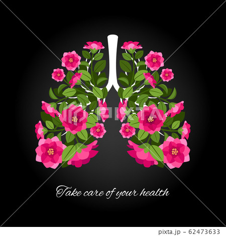 Take care of your health. Human lungs blooming flowers Take care of your health. Human lungs blooming flowers 62473633