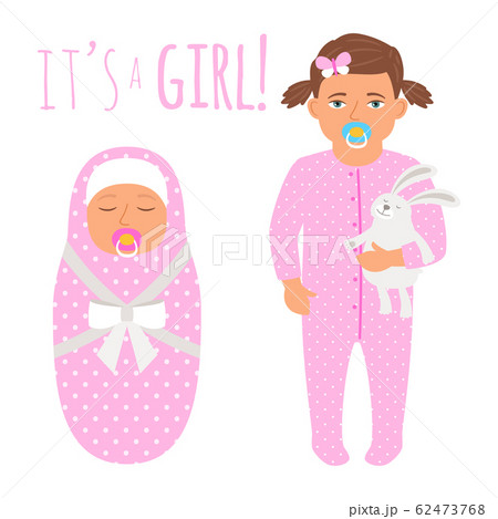 Cute girl babies isolated on white background 62473768