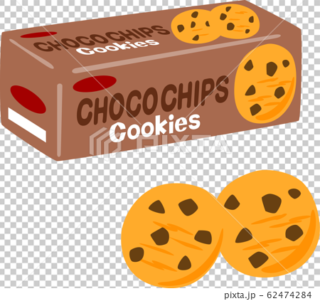 市販品のチョコチップクッキーのイラスト素材