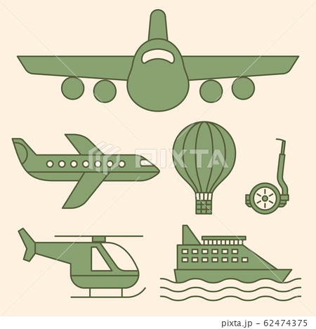 Ship, airplane vintage icons Ship, airplane vintage icons 62474375