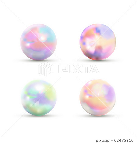 Set of realistic glossy marble balls with rainbow glare isolated on white 62475316