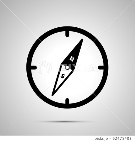 Old compass, simple black icon with shadow on gray 62475403