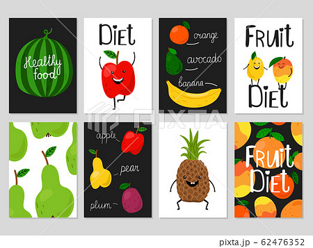 Cartoon fruits cards 62476352