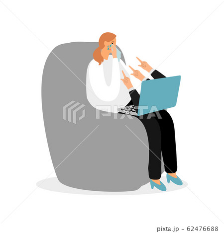 Internet bullying vector concept. Woman crying in front of computer illustration Internet bullying vector concept. Woman crying in front of computer illustration 62476688