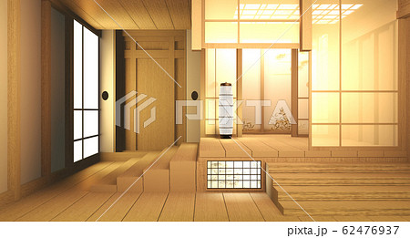 Empty room wood on wooden floor japanese interior Empty room wood on wooden floor japanese interior 62476937