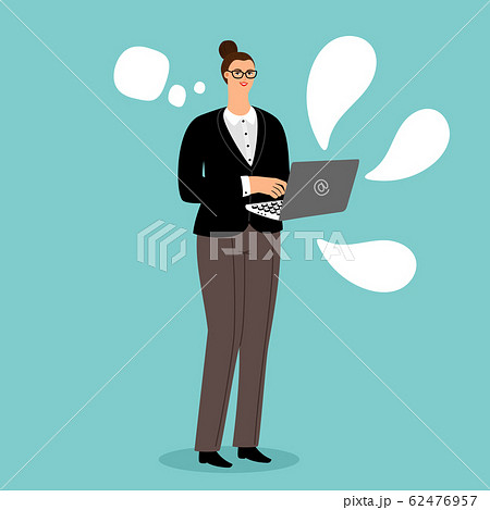 Businesswoman has online chat vector illustration flat 62476957