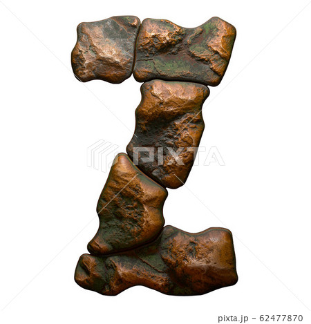 Rocky letter Z. Font of stone isolated on white background. 3d Rocky letter Z. Font of stone isolated on white background. 3d 62477870