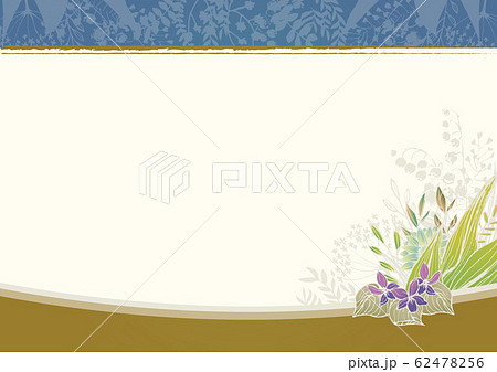 レトロな花柄 背景素材 メニュー表 鈴蘭 スミレ ヴィンテージ 青のイラスト素材