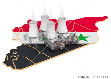 Nuclear power stations in Syria, 3D rendering 62478433