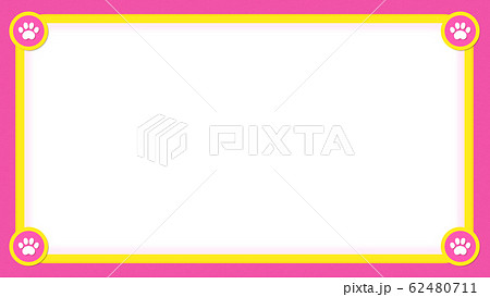 肉球モチーフのピンク枠 フレーム 背景透過のイラスト素材