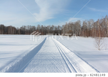 Countryside ski track for sporting in the winter Countryside ski track for sporting in the winter 62481149