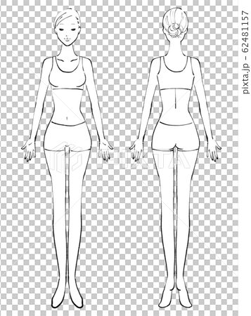 Full body female naked eyes closed clothes (black and white) 62481157